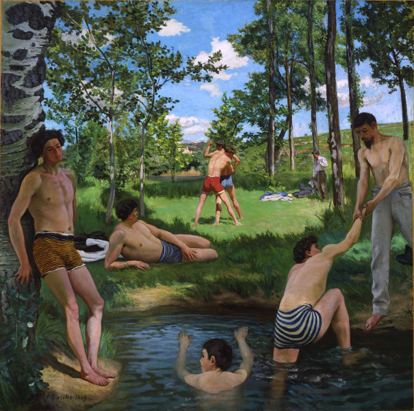 Frédéric Bazille. La jeunesse de l’impressionnisme :  Frédéric Bazille. Scène d’été, Les Baigneurs. 1869, Huile sur toile, 160 x 160,7 cm. 